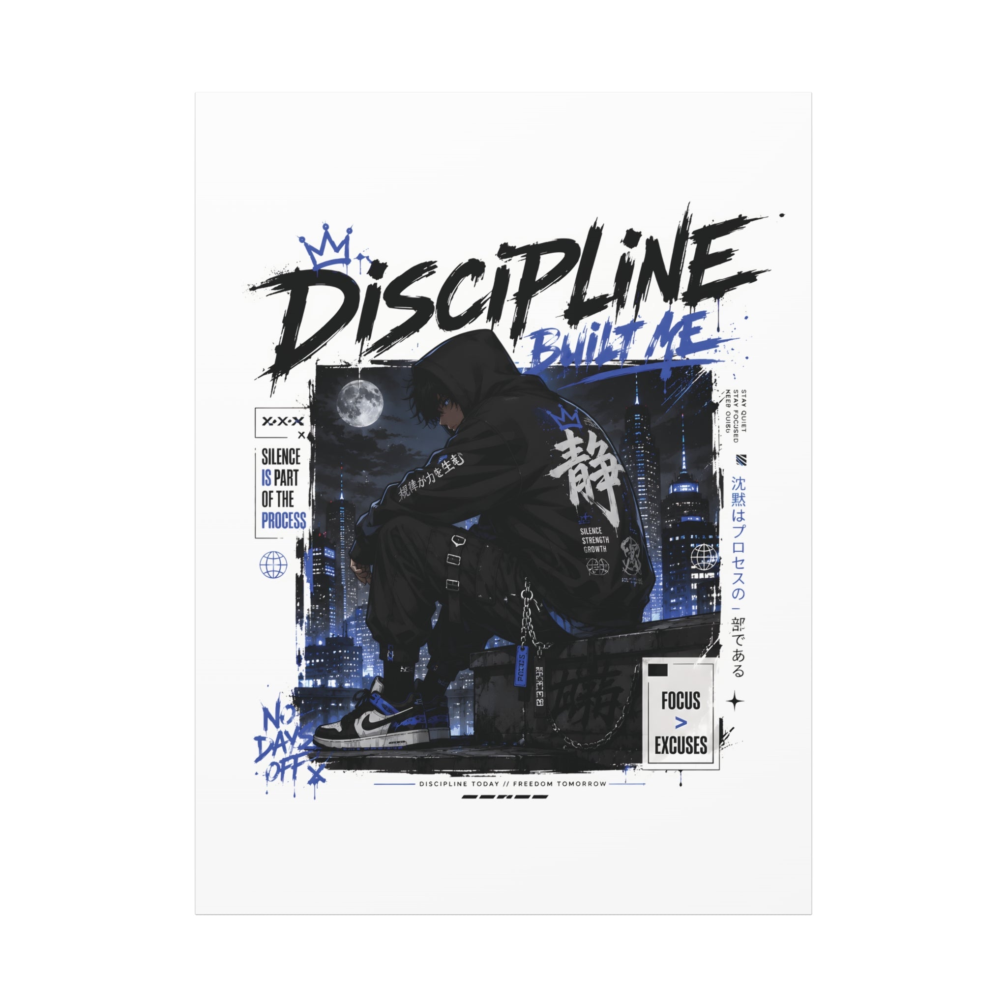 Discipline Built Me Canvas Print — Urban Streetwear Motivational Wall Art