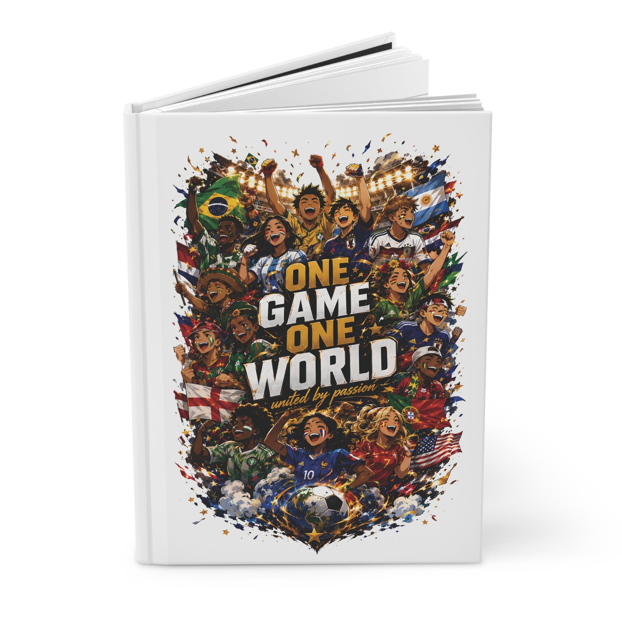 Hardcover Journal — "One Game One World" Soccer World Cup Fan Notebook