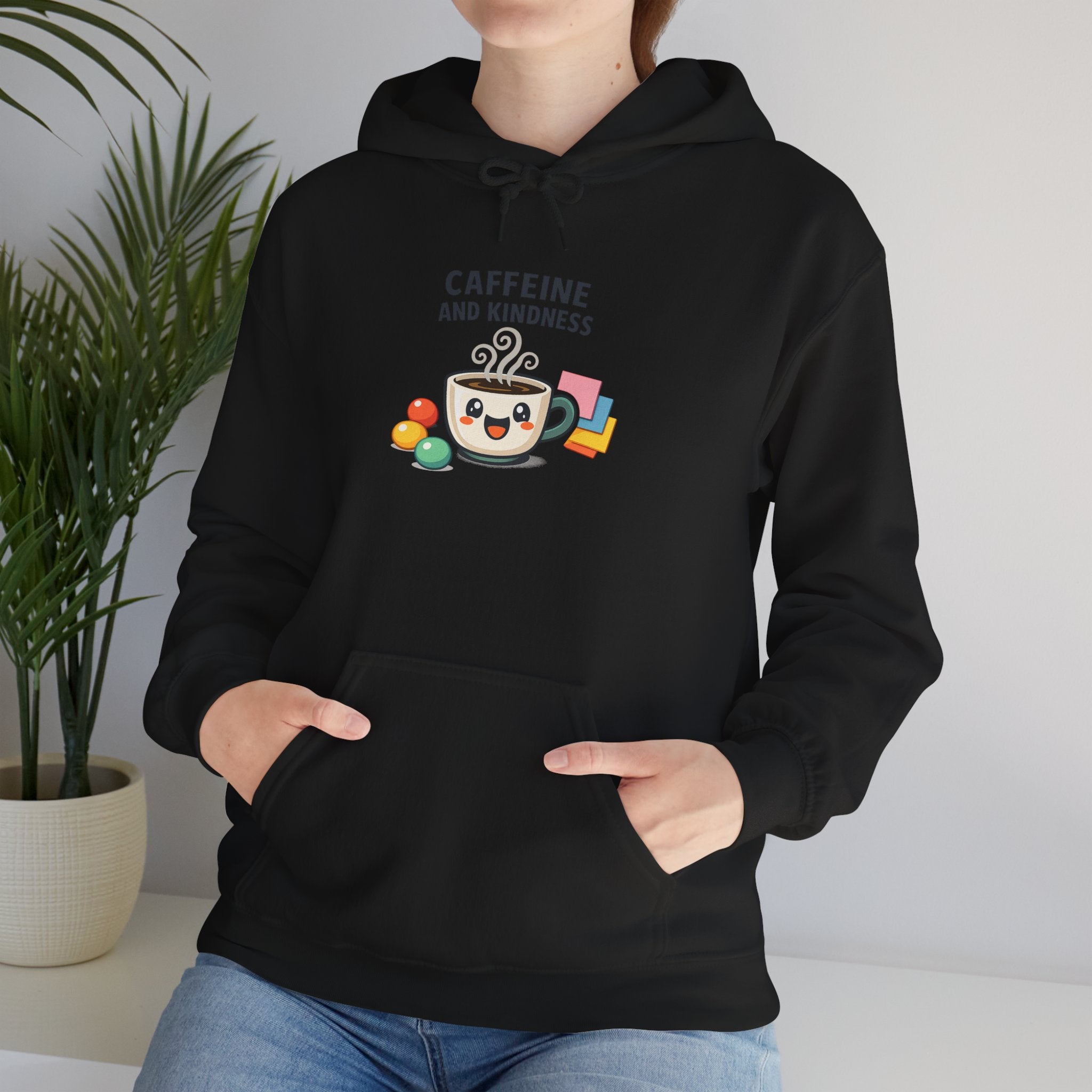 Caffeine and Kindness Hoodie - Cozy Coffee-Themed Sweatshirt