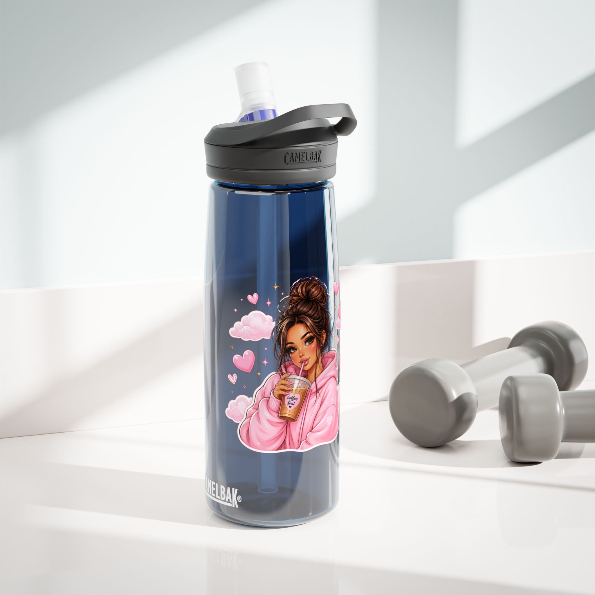 Cute Girl Sipping Boba Water Bottle — CamelBak Eddy 20/25oz
