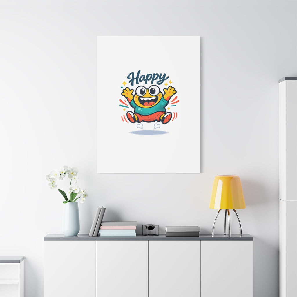 Happy Blob Cartoon Canvas | Bold Cartoon, Thick Outline, Kawaii Minimal
