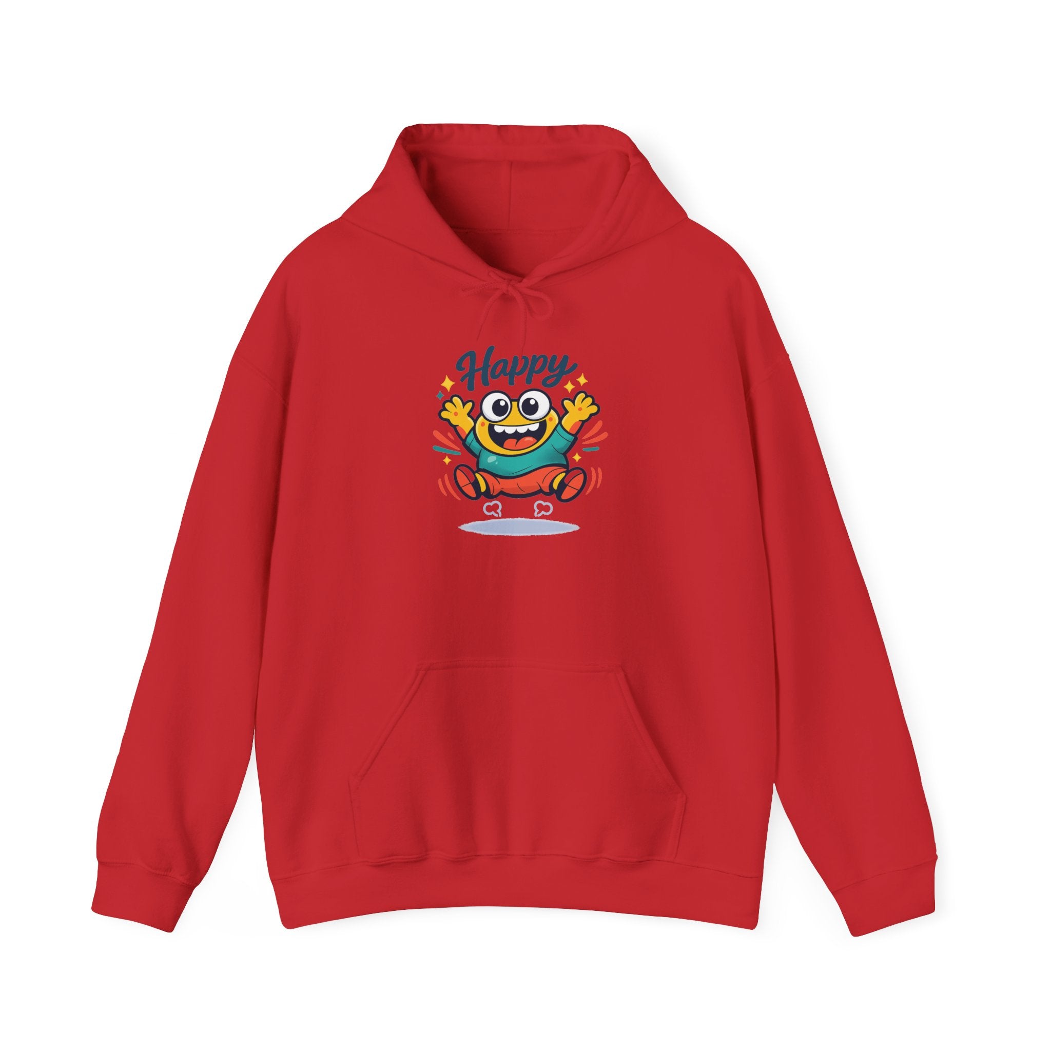 Happy Blob Cartoon Hoodie | kawaii minimal, thick outline mood face