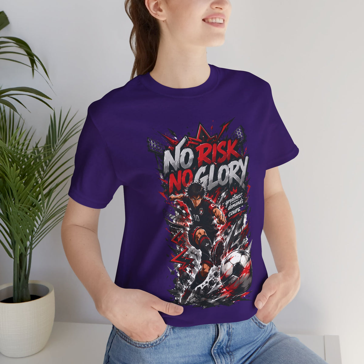 No Risk No Glory Soccer Graphic T Shirt