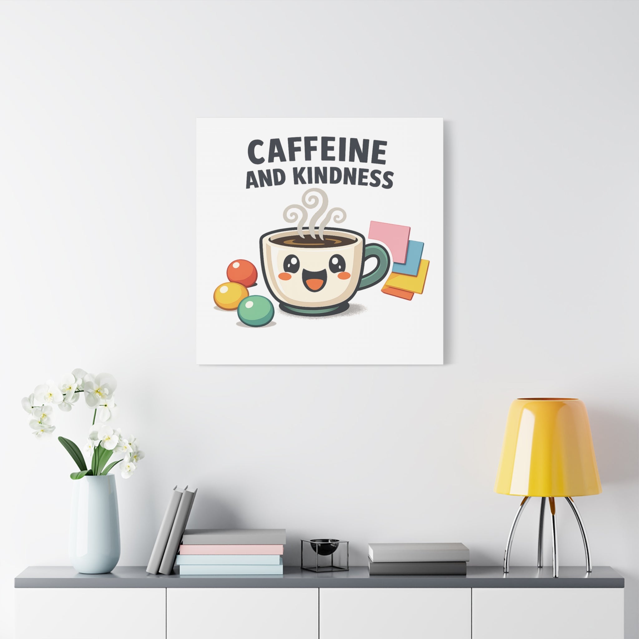Caffeine and Kindness Canvas | Office Humor, Coffee Fuel Wall Art
