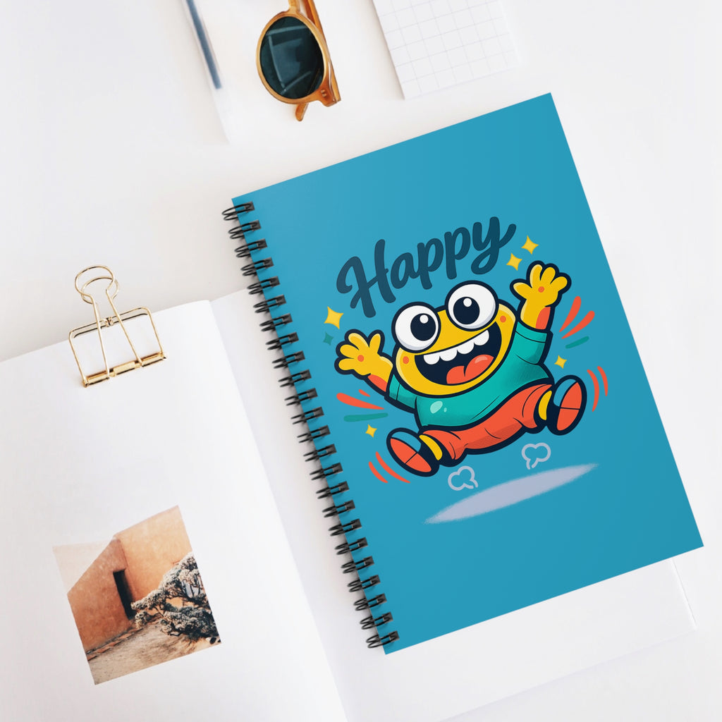 Happy Cartoon Monster Spiral Notebook — Ruled Journal for Kids & Teens