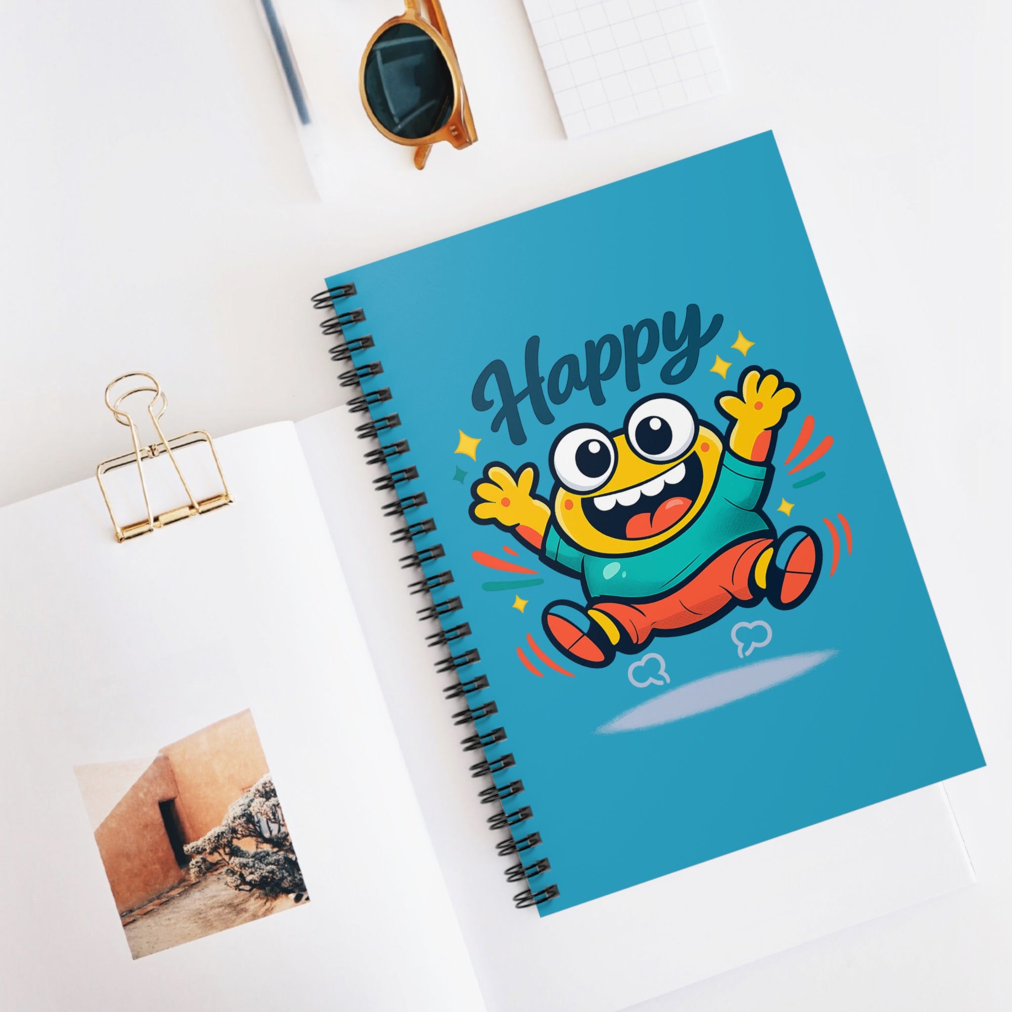 Happy Cartoon Monster Spiral Notebook — Ruled Journal for Kids & Teens