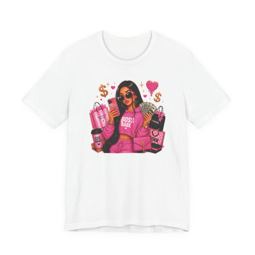 Boss Babe Pink Fashion Tee — Women’s Glam Money & Shopping Graphic Shirt