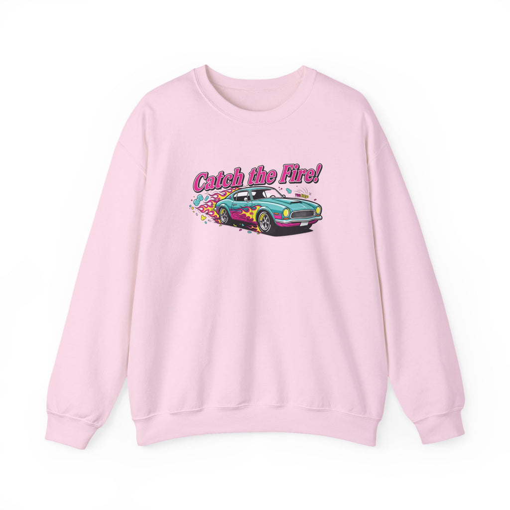 Cartoon Dragster Flames Sweatshirt | Vintage Car Illustration, Racing Flame