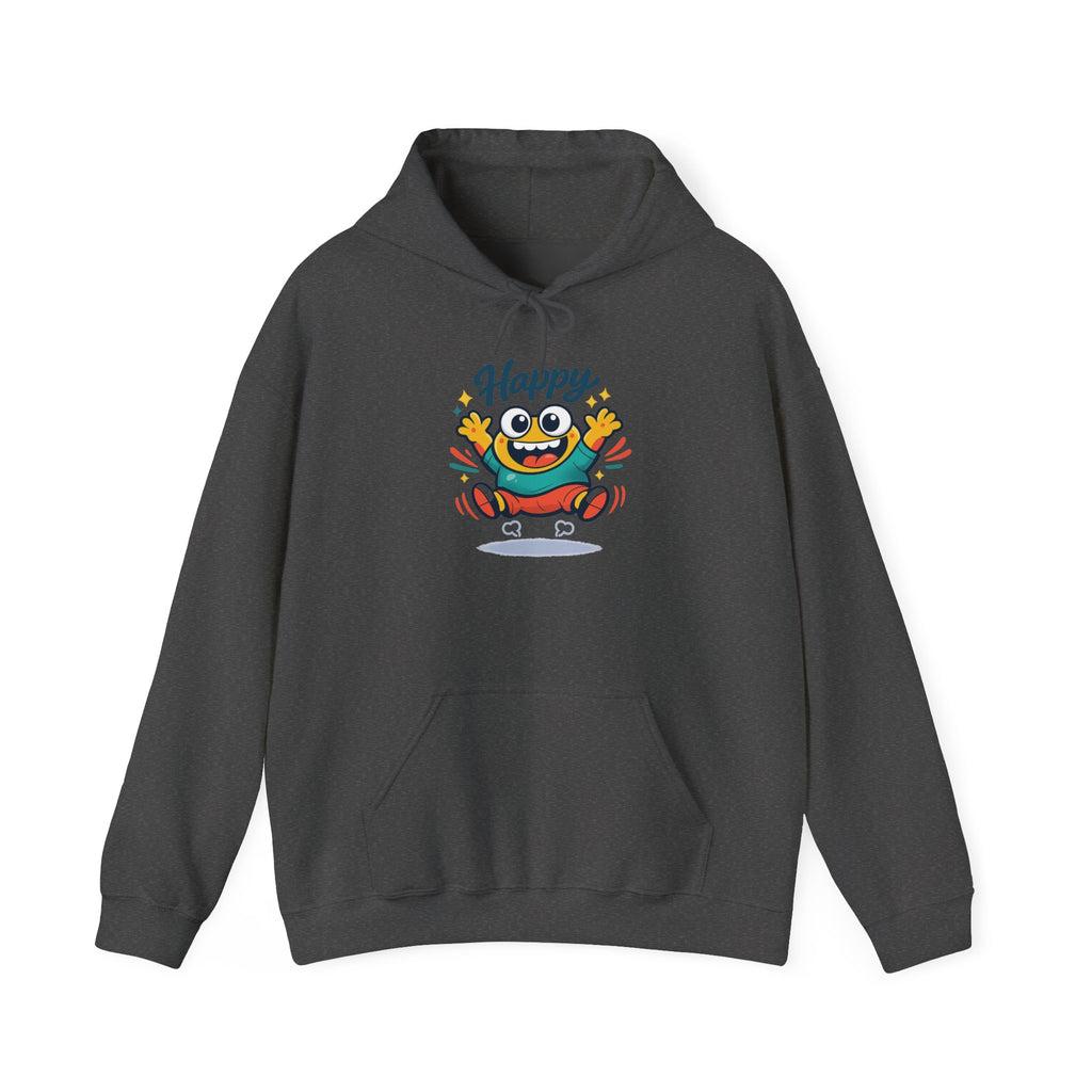 Happy Blob Cartoon Hoodie | kawaii minimal, thick outline mood face