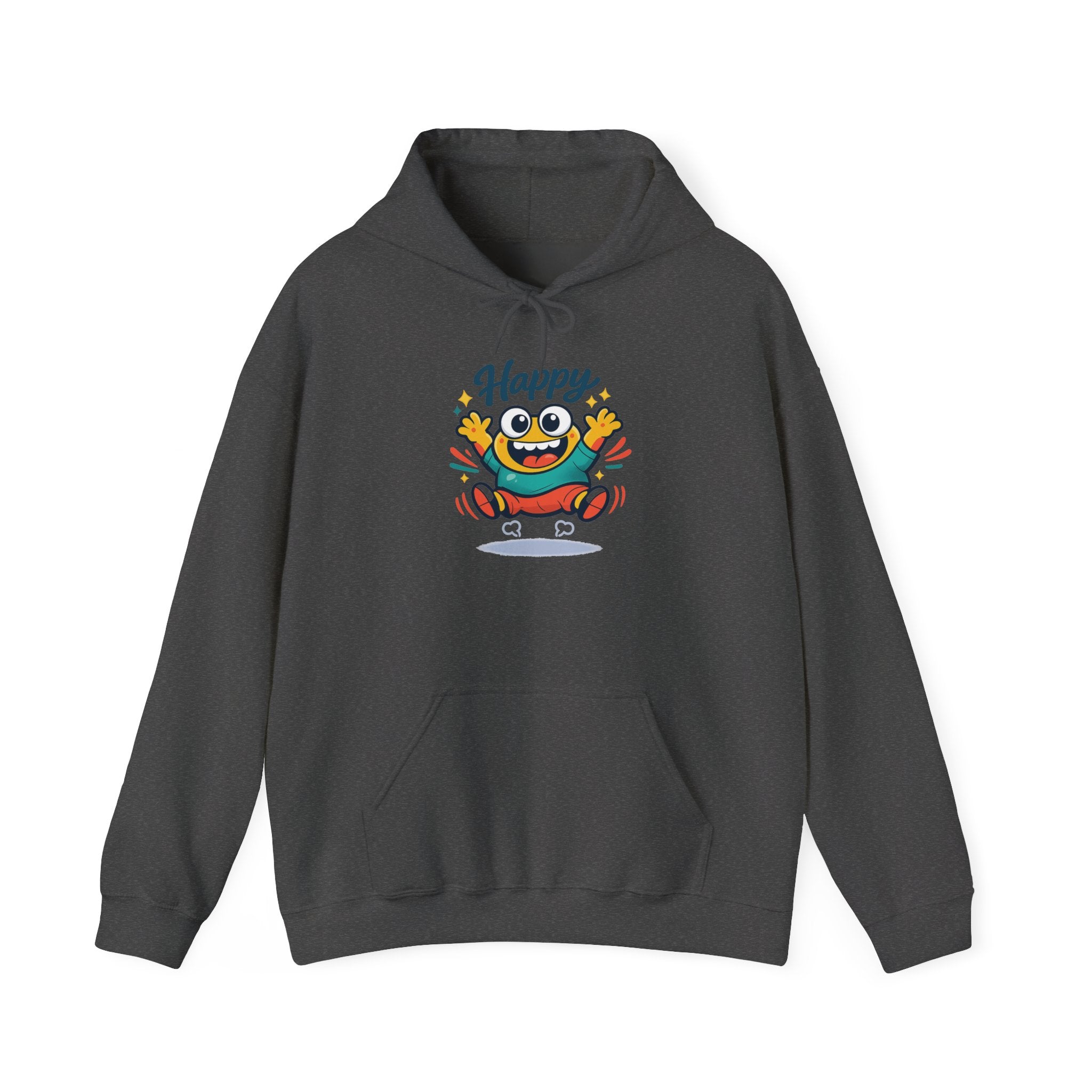 Happy Blob Cartoon Hoodie | kawaii minimal, thick outline mood face
