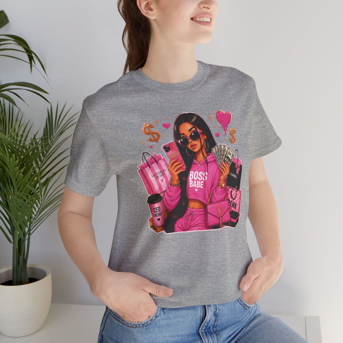 Boss Babe Pink Fashion T Shirt Glam Shopping Graphic Tee