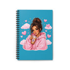 Cute Girl Drinking Bubble Tea Spiral Notebook — Kawaii Pink Hoodie Journal