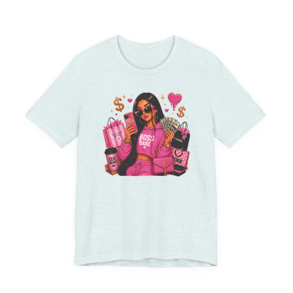 Boss Babe Pink Fashion Tee — Women’s Glam Money & Shopping Graphic Shirt