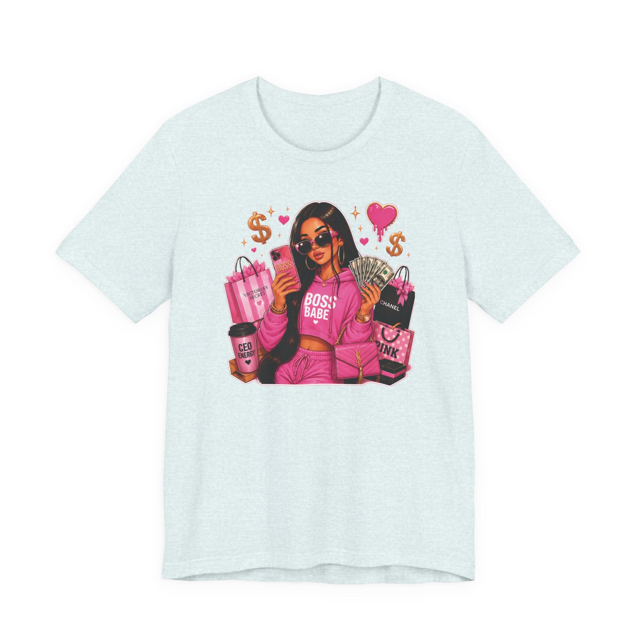 Boss Babe Pink Fashion Tee — Women’s Glam Money & Shopping Graphic Shirt