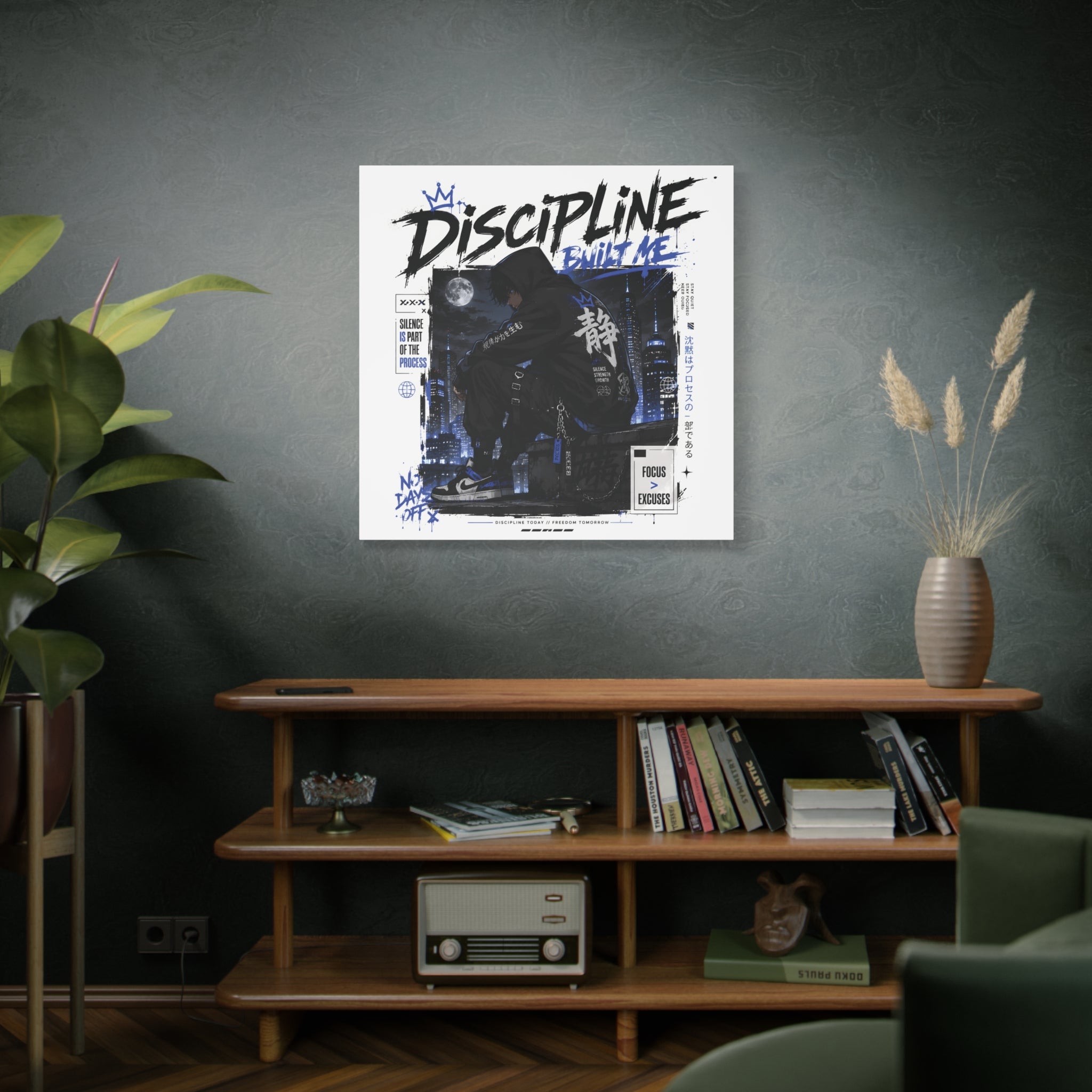 Discipline Built Me Canvas Print — Urban Streetwear Motivational Wall Art
