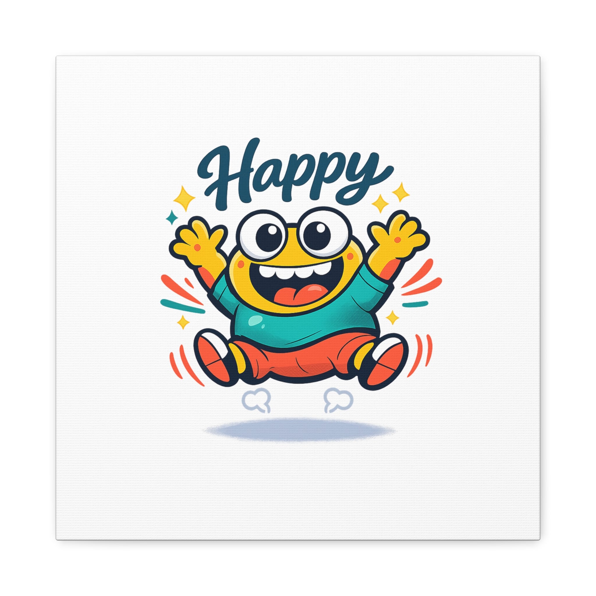 Happy Blob Cartoon Canvas | Bold Cartoon, Thick Outline, Kawaii Minimal