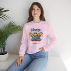 Happy Blob Cartoon Crewneck Sweatshirt | kawaii minimal, thick outline
