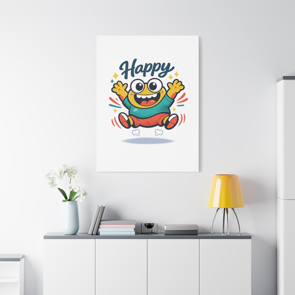 Happy Blob Cartoon Canvas | Bold Cartoon, Thick Outline, Kawaii Minimal