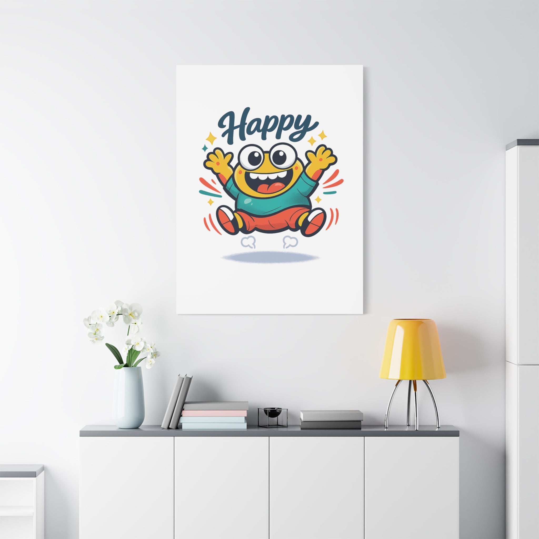 Happy Blob Cartoon Canvas | Bold Cartoon, Thick Outline, Kawaii Minimal