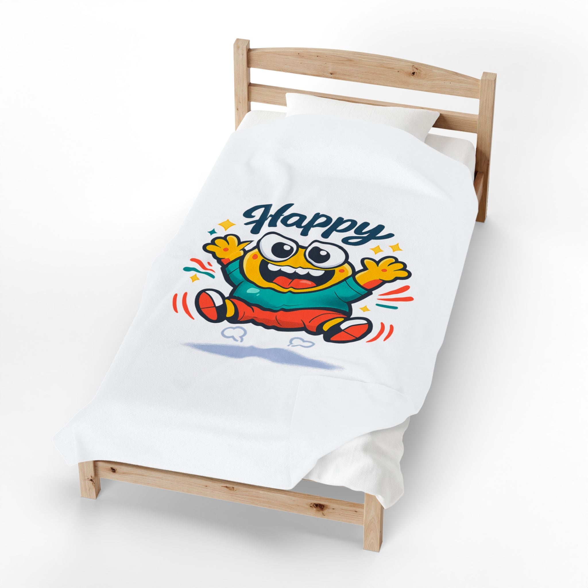 Happy Mood Face Velveteen Blanket - Cute Cartoon Throw