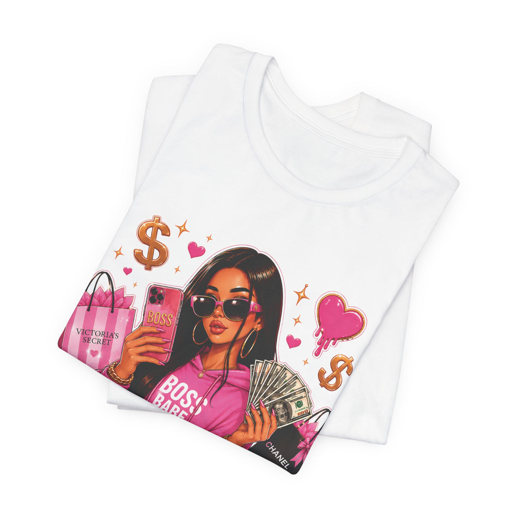 Boss Babe Pink Fashion Tee — Women’s Glam Money & Shopping Graphic Shirt