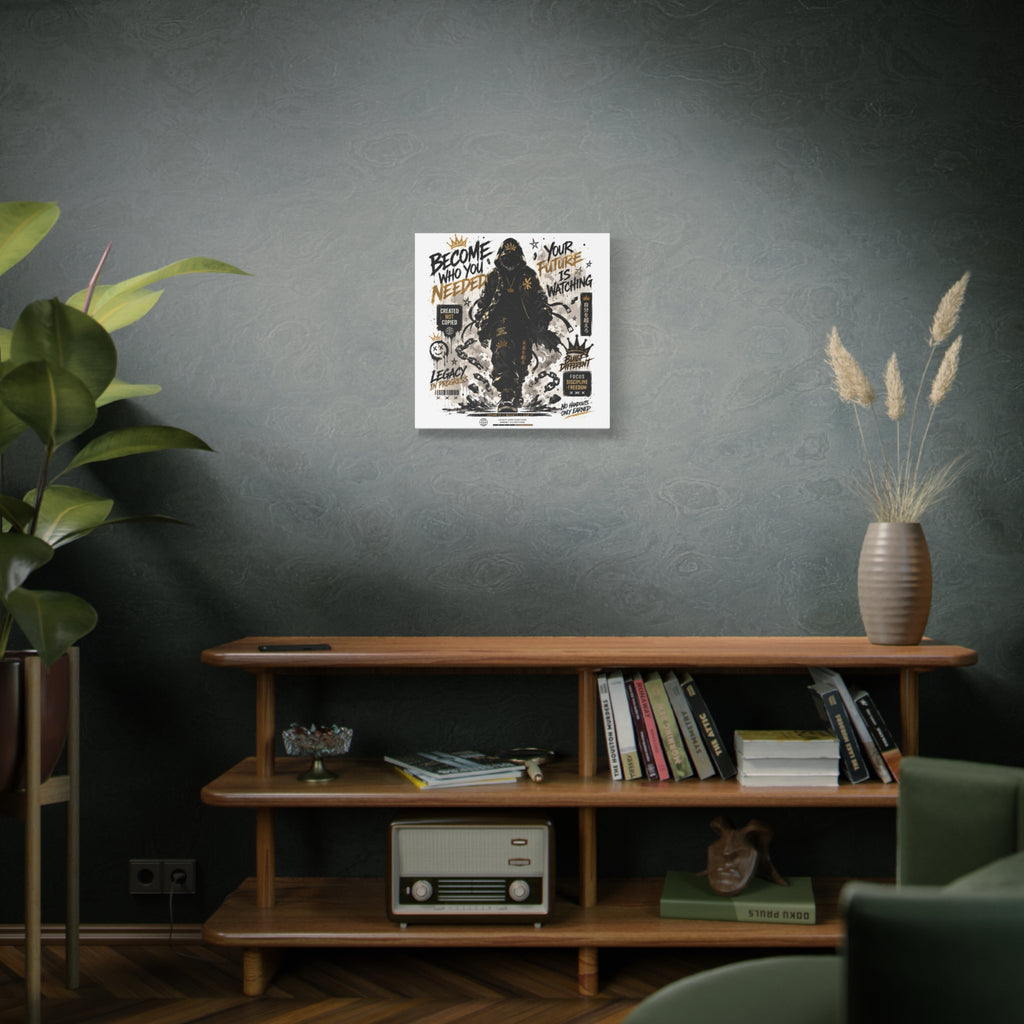 Motivational Street Art Canvas — "Become Who You Needed" Stretched Matte Print