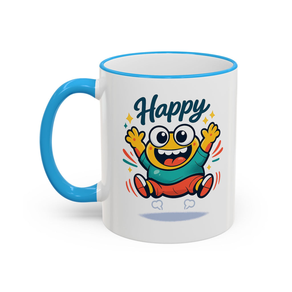 Happy Monster Accent Mug - Cute Cartoon Coffee Cup (11oz/15oz)
