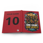 Hardcover Journal — "One Game One World" Soccer Keepsake (Custom Name & Number)