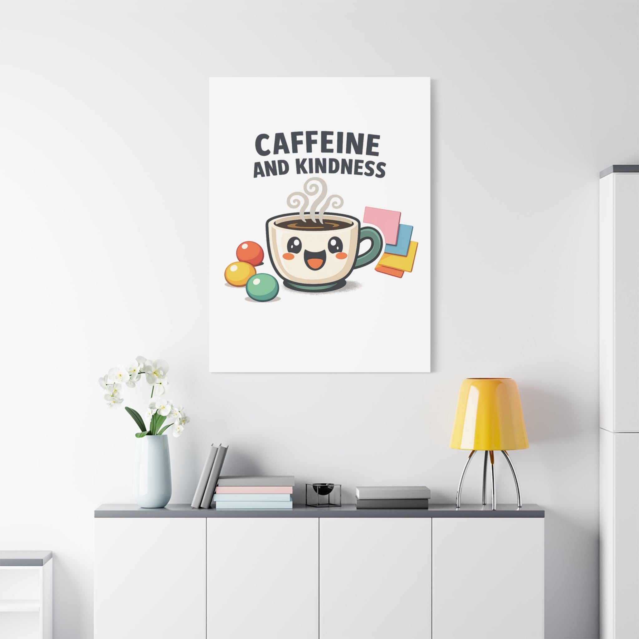 Caffeine and Kindness Canvas | Office Humor, Coffee Fuel Wall Art