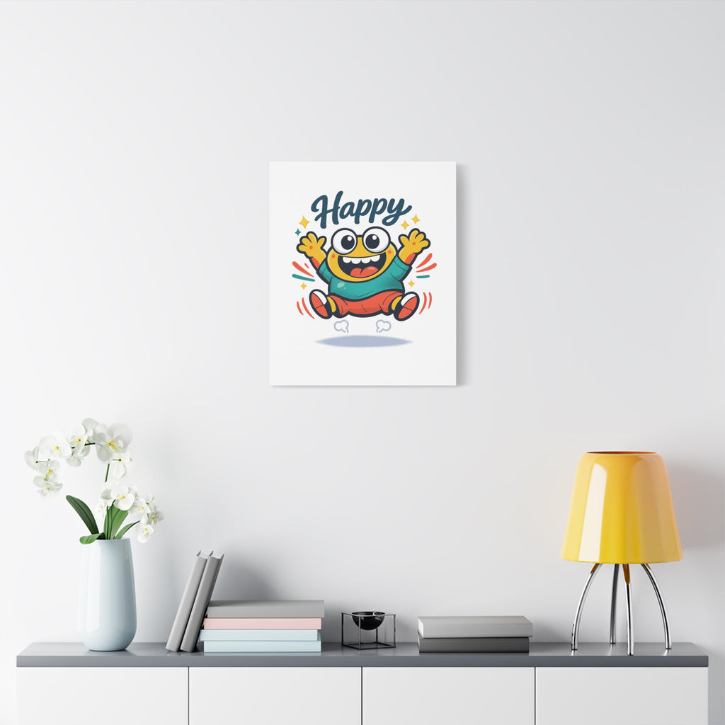 Happy Blob Cartoon Canvas | Bold Cartoon, Thick Outline, Kawaii Minimal