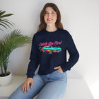 Cartoon Dragster Flames Sweatshirt - Vintage Racing Graphic Crewneck