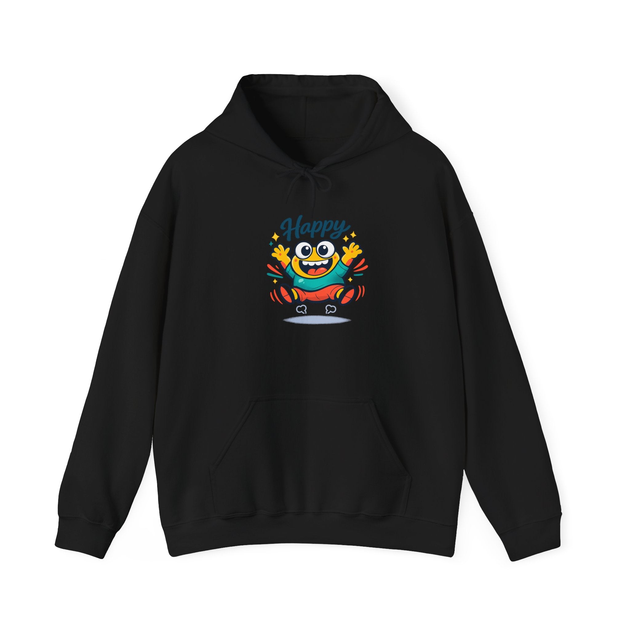 Happy Blob Cartoon Hoodie | kawaii minimal, thick outline mood face