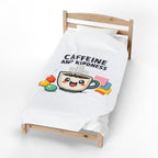Caffeine and Kindness Velveteen Blanket - Cozy Coffee-Themed Throw