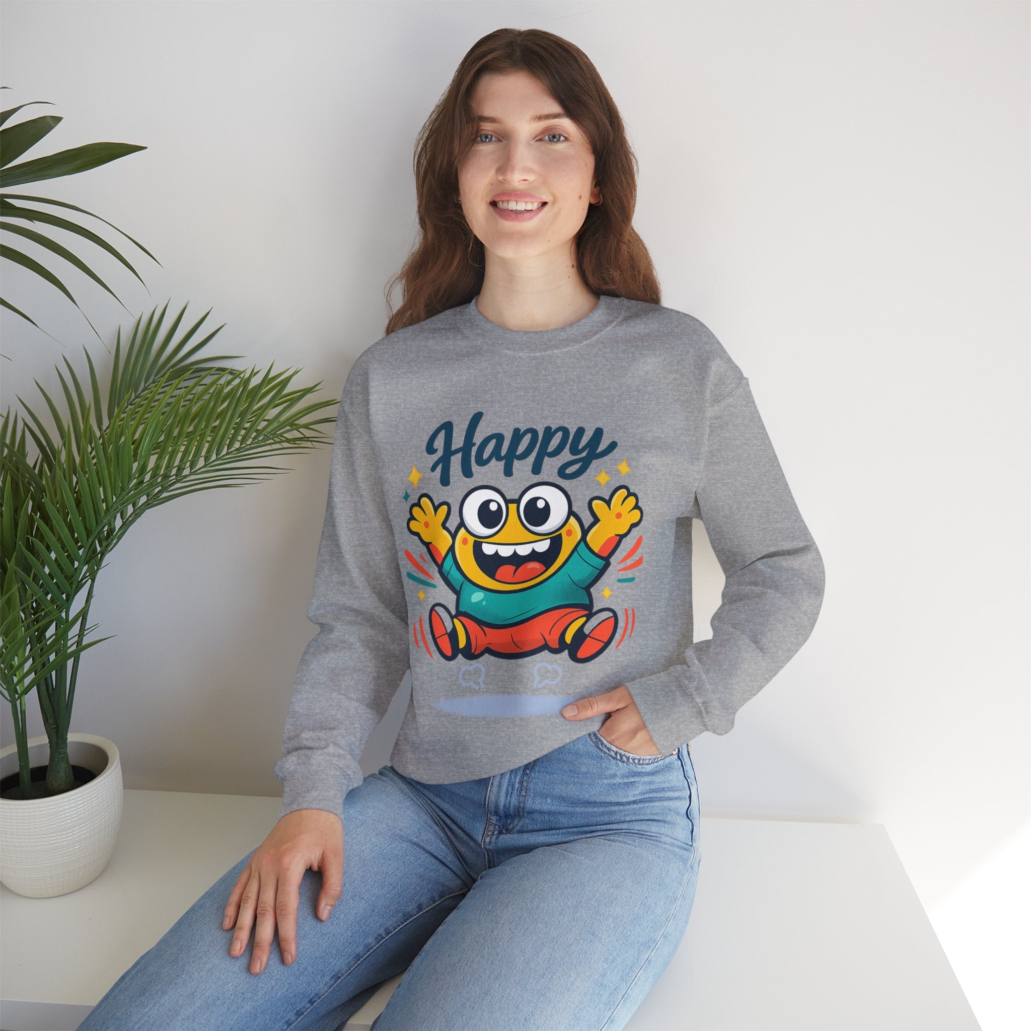 Happy Blob Cartoon Sweatshirt Cute Kawaii Crewneck
