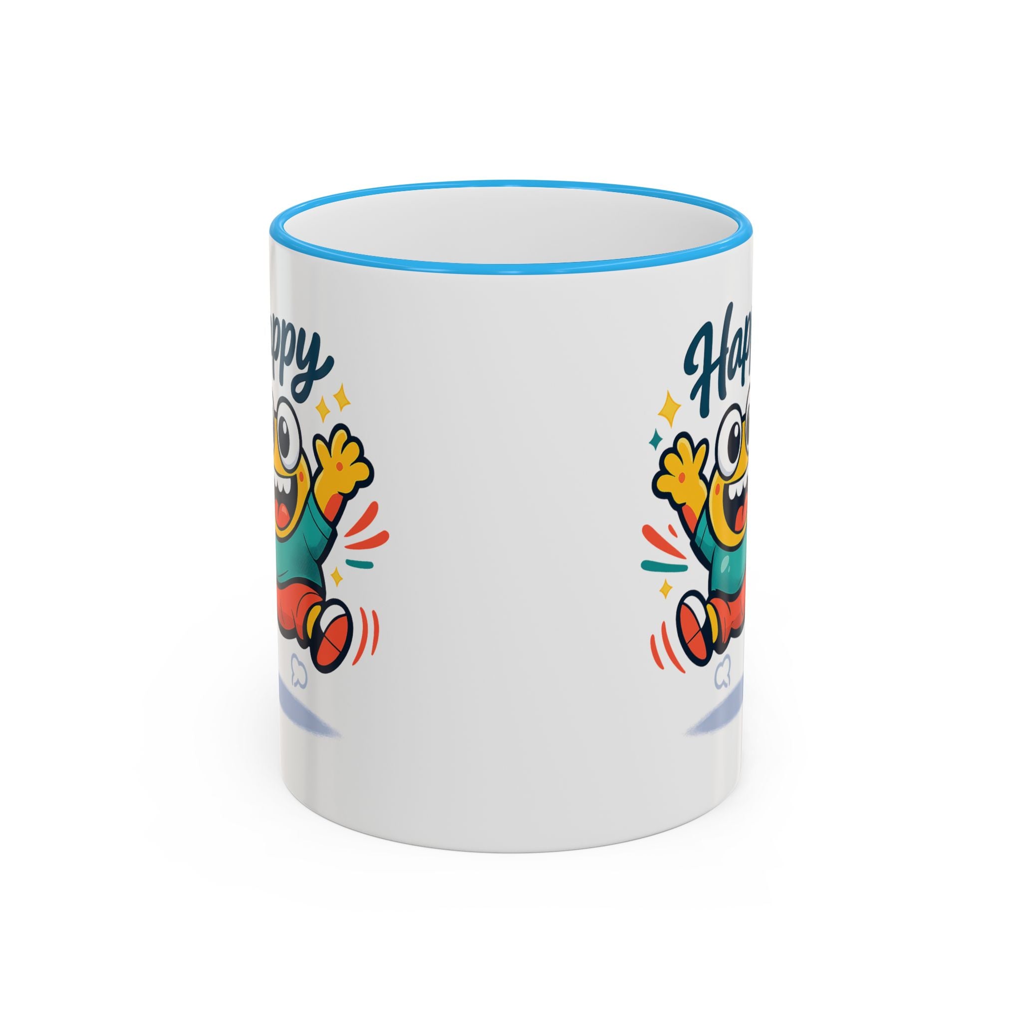 Happy Monster Accent Mug - Cute Cartoon Coffee Cup (11oz/15oz)