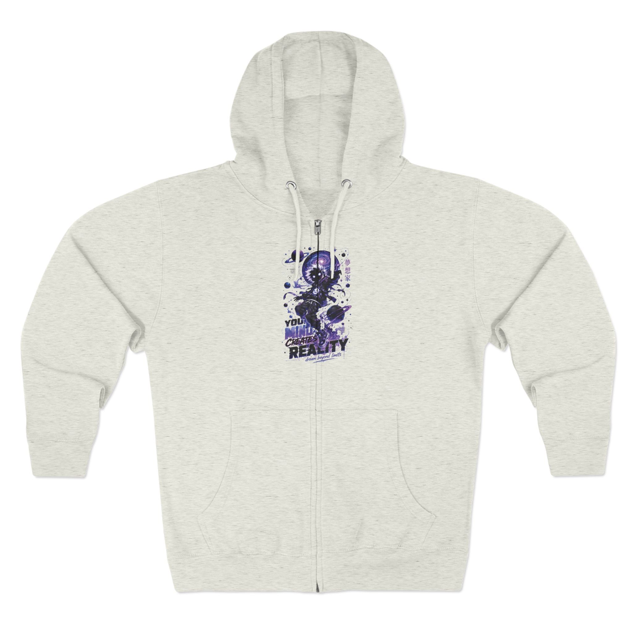 Dream Beyond Limits Zip Hoodie — Gothic Purple Graphic Zip-Up