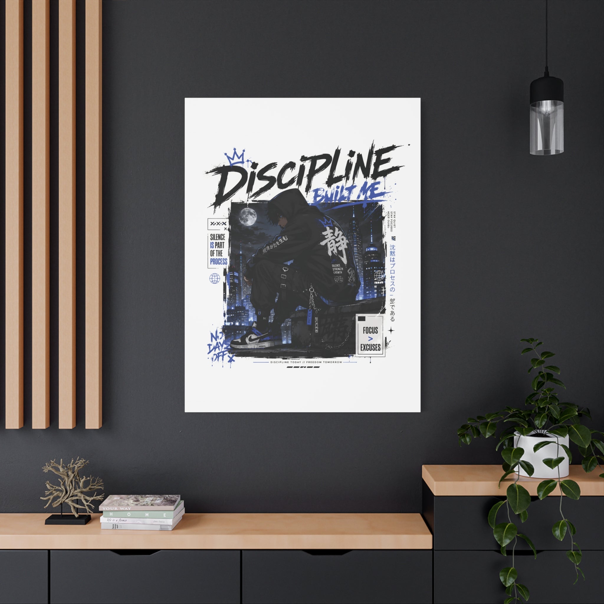Discipline Built Me Canvas Print — Urban Streetwear Motivational Wall Art