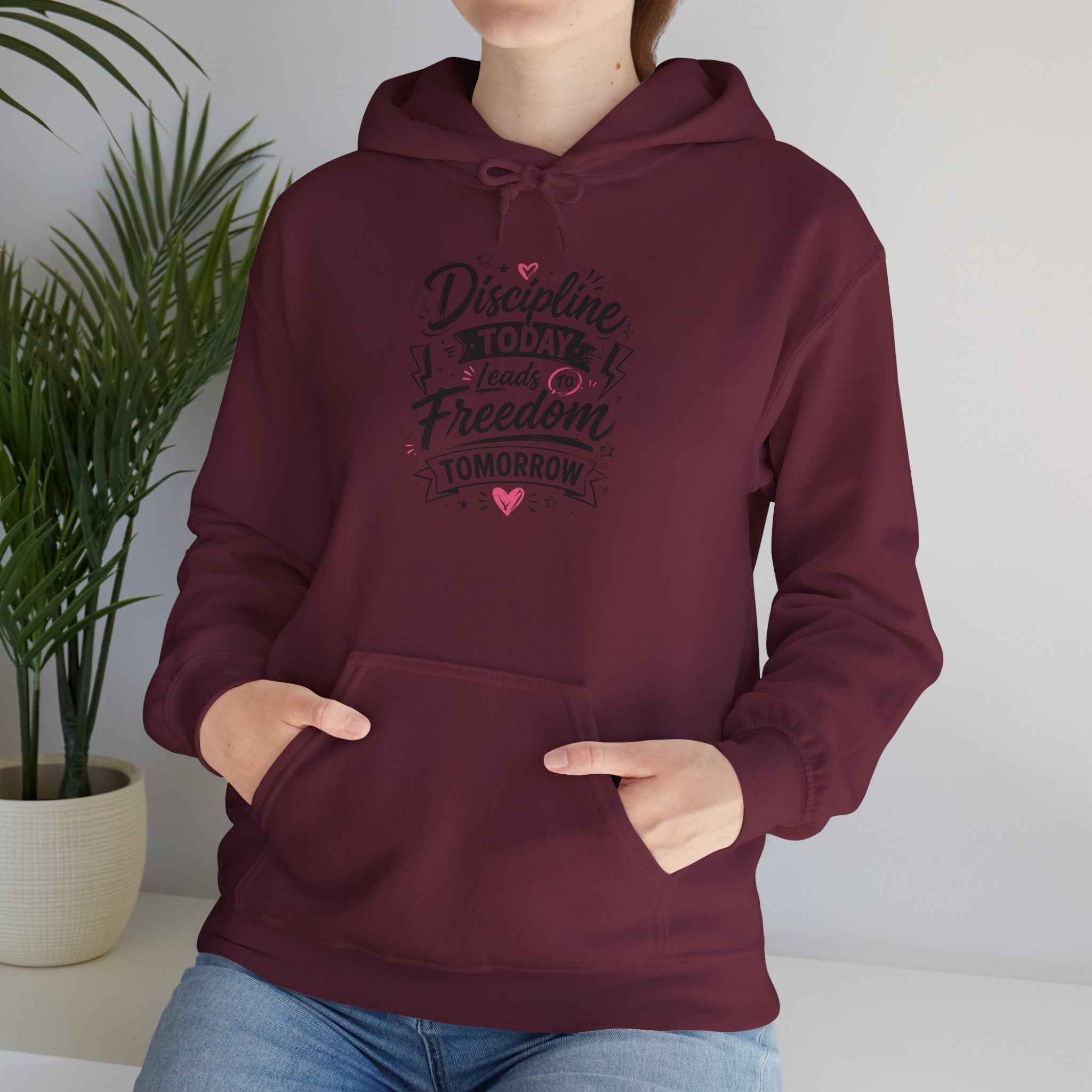 Hoodie — "Discipline Today Leads to Freedom Tomorrow" Motivational Pullover