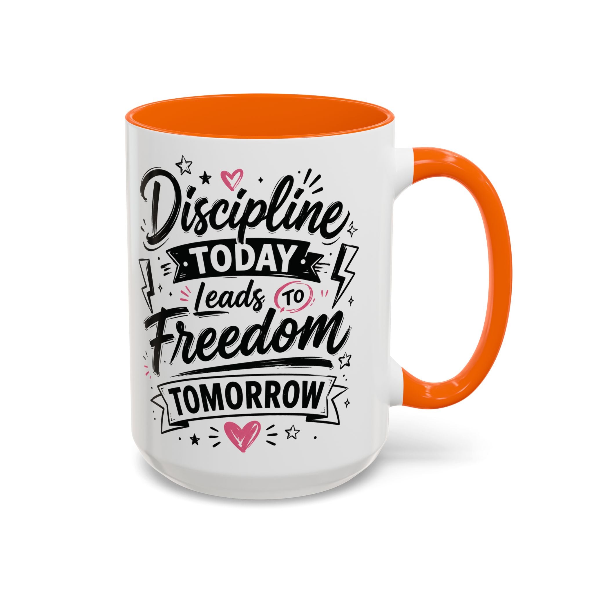 Discipline Today Leads to Freedom Tomorrow Accent Coffee Mug — Motivational Inspirational Quote