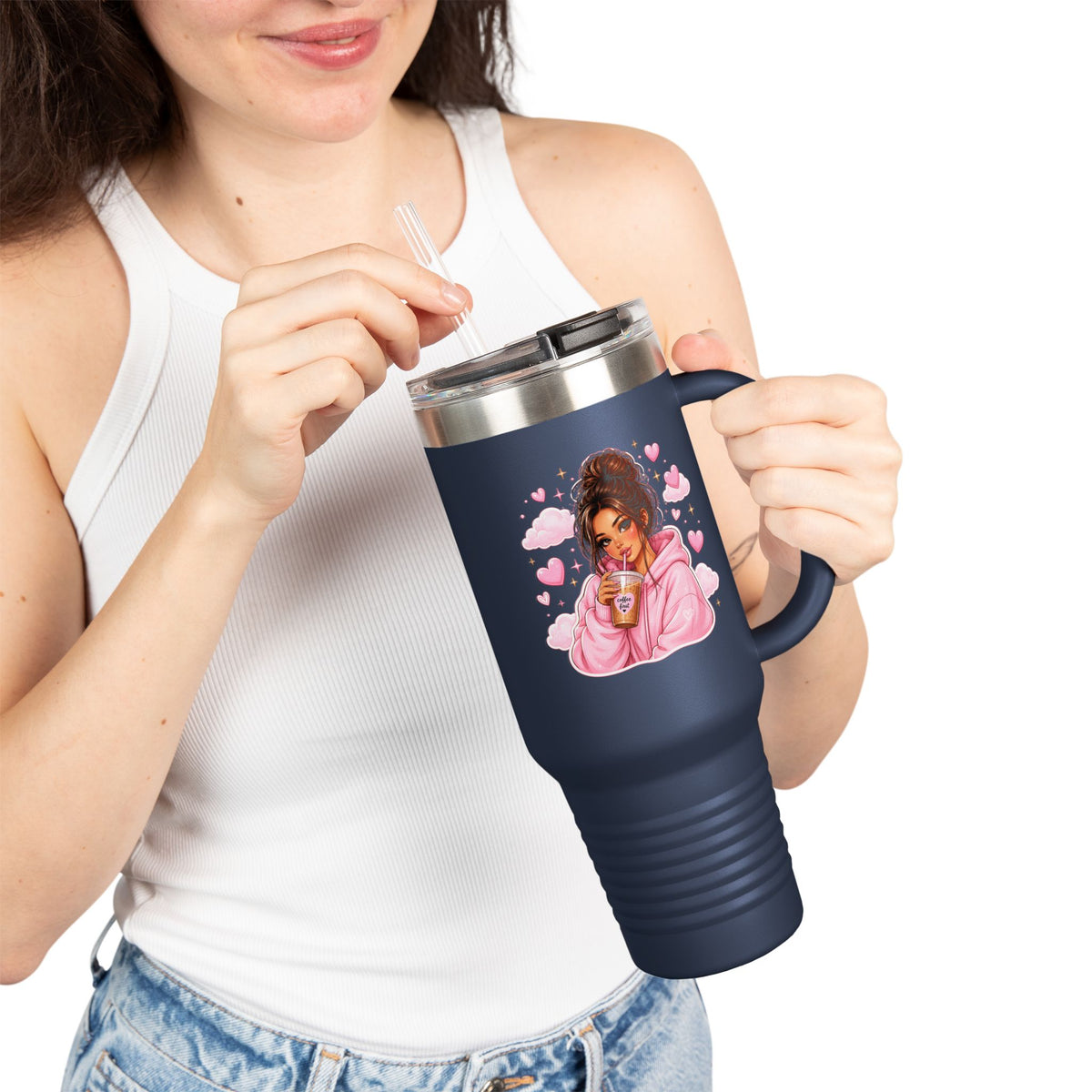 Cozy Pink Hoodie Girl 40oz Insulated Travel Mug