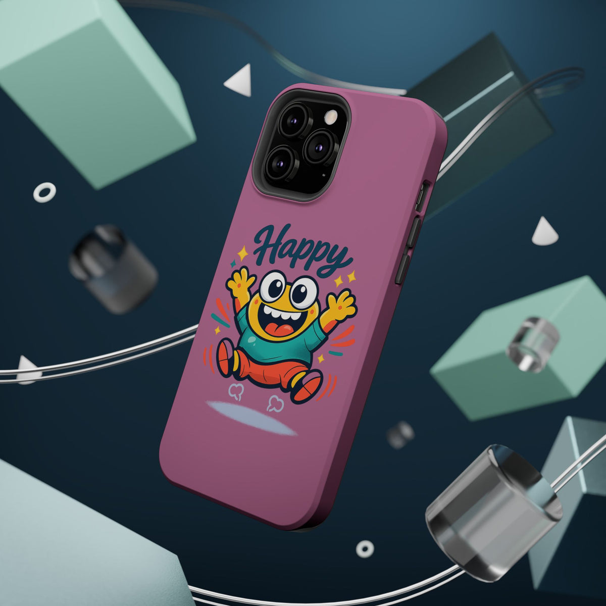 Happy Monster Magnetic Protective Phone Case Pink
