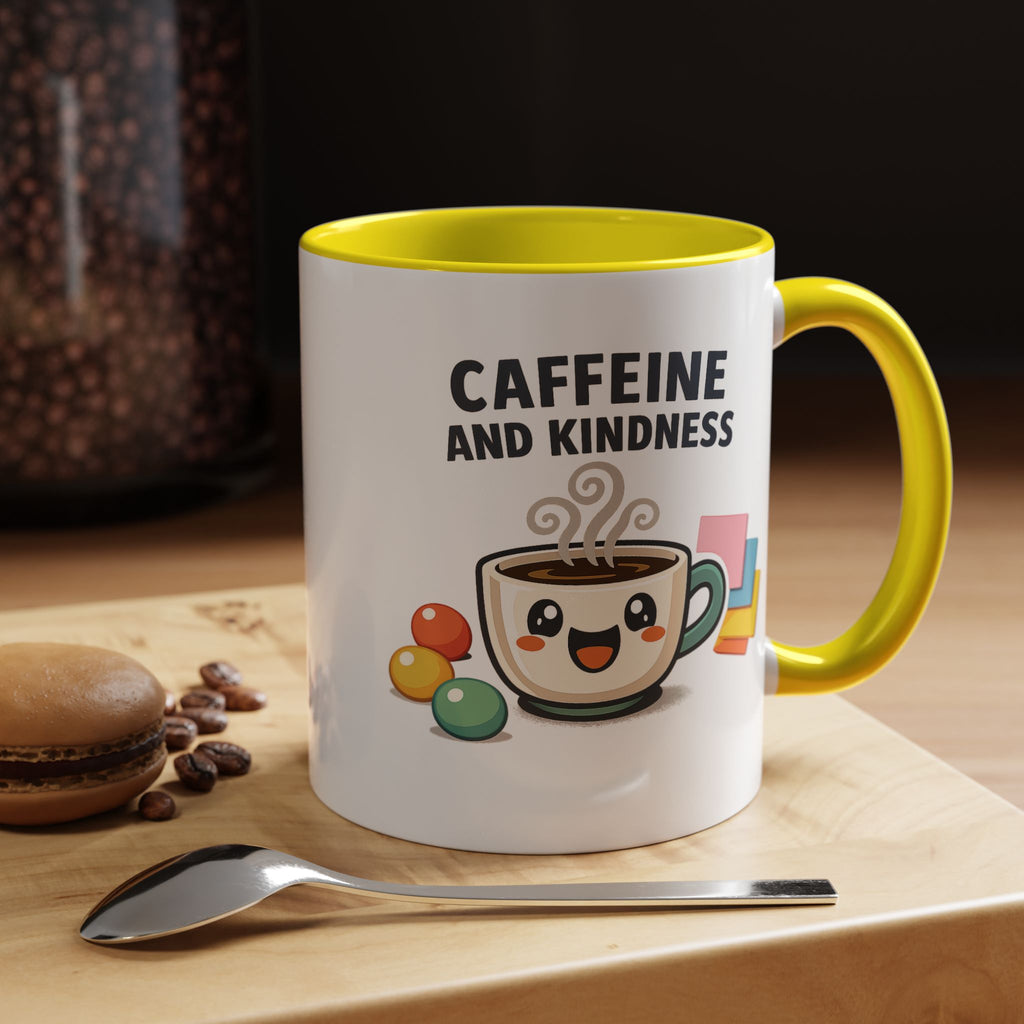 Caffeine and Kindness Coffee Mug – Ceramic Accent Mug (11oz / 15oz)