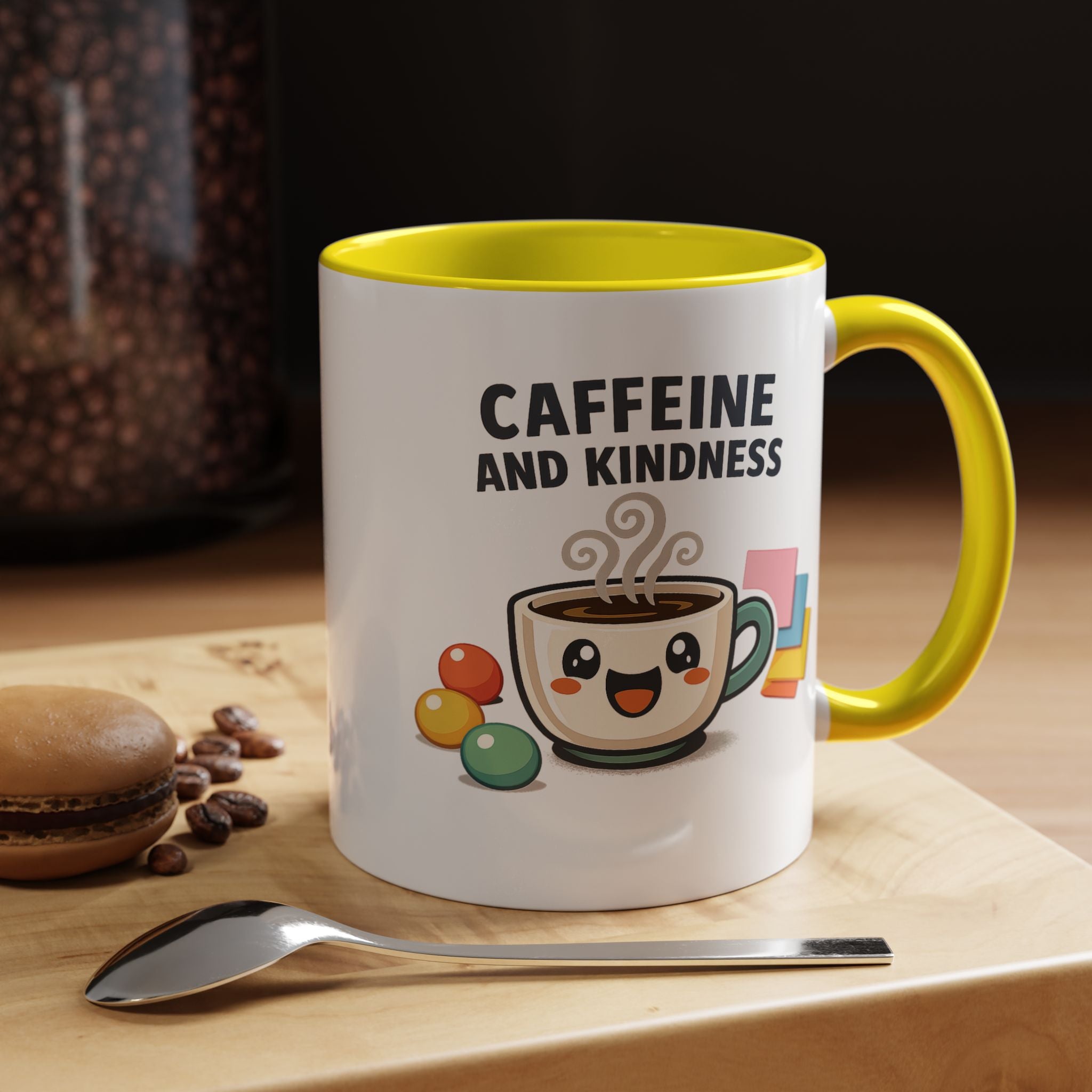 Caffeine and Kindness Coffee Mug – Ceramic Accent Mug (11oz / 15oz)