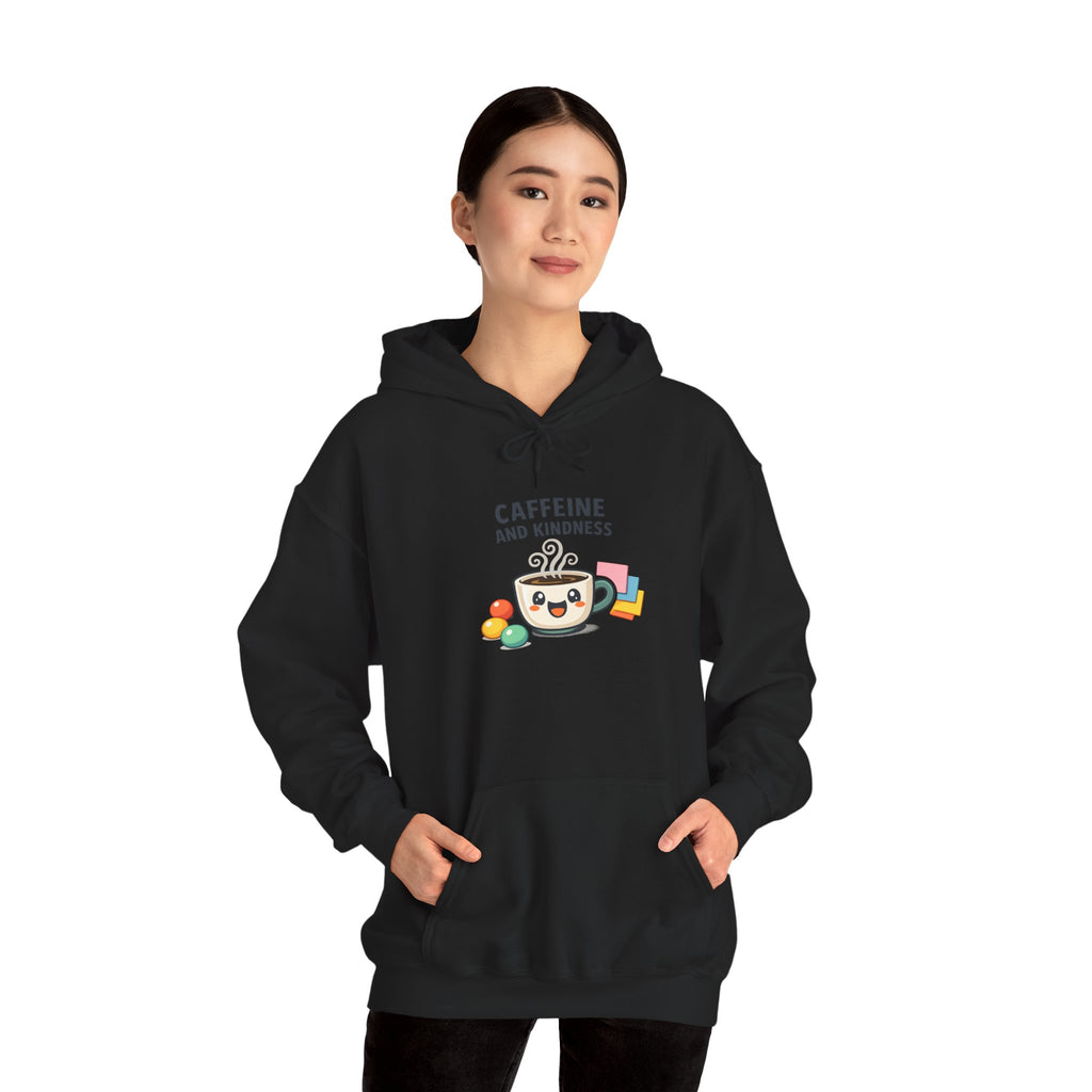 Caffeine and Kindness Hoodie - Cozy Coffee-Themed Sweatshirt
