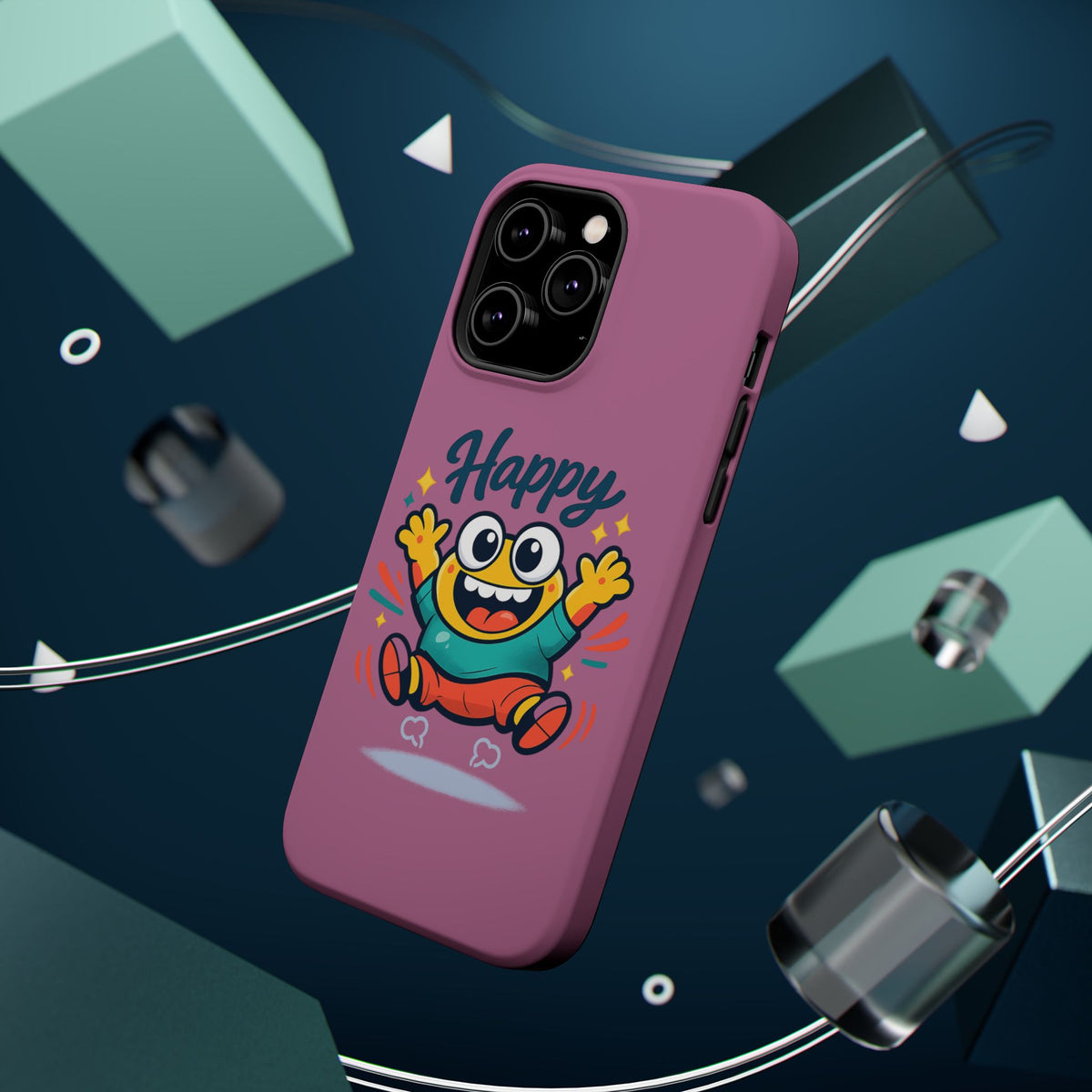 Happy Monster Magnetic Protective Phone Case Pink