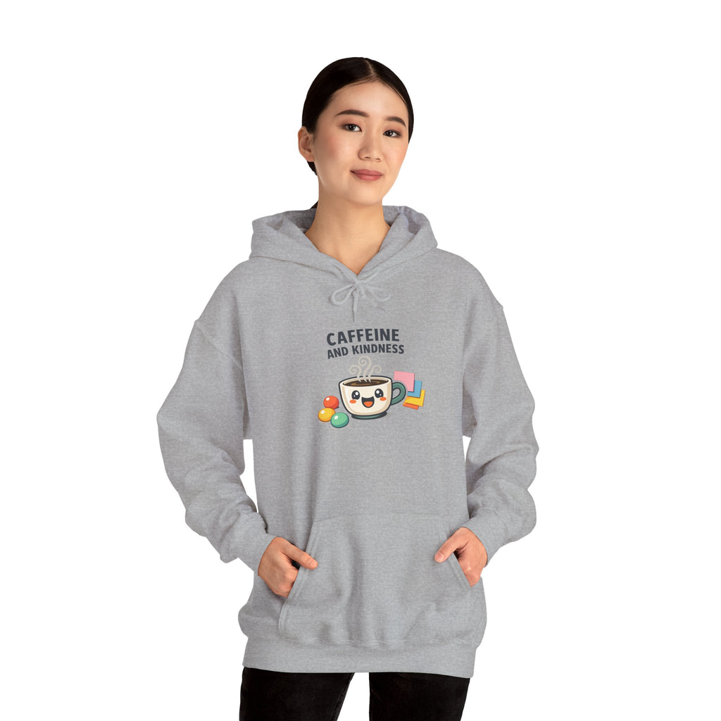Caffeine and Kindness Hoodie - Cozy Coffee-Themed Sweatshirt