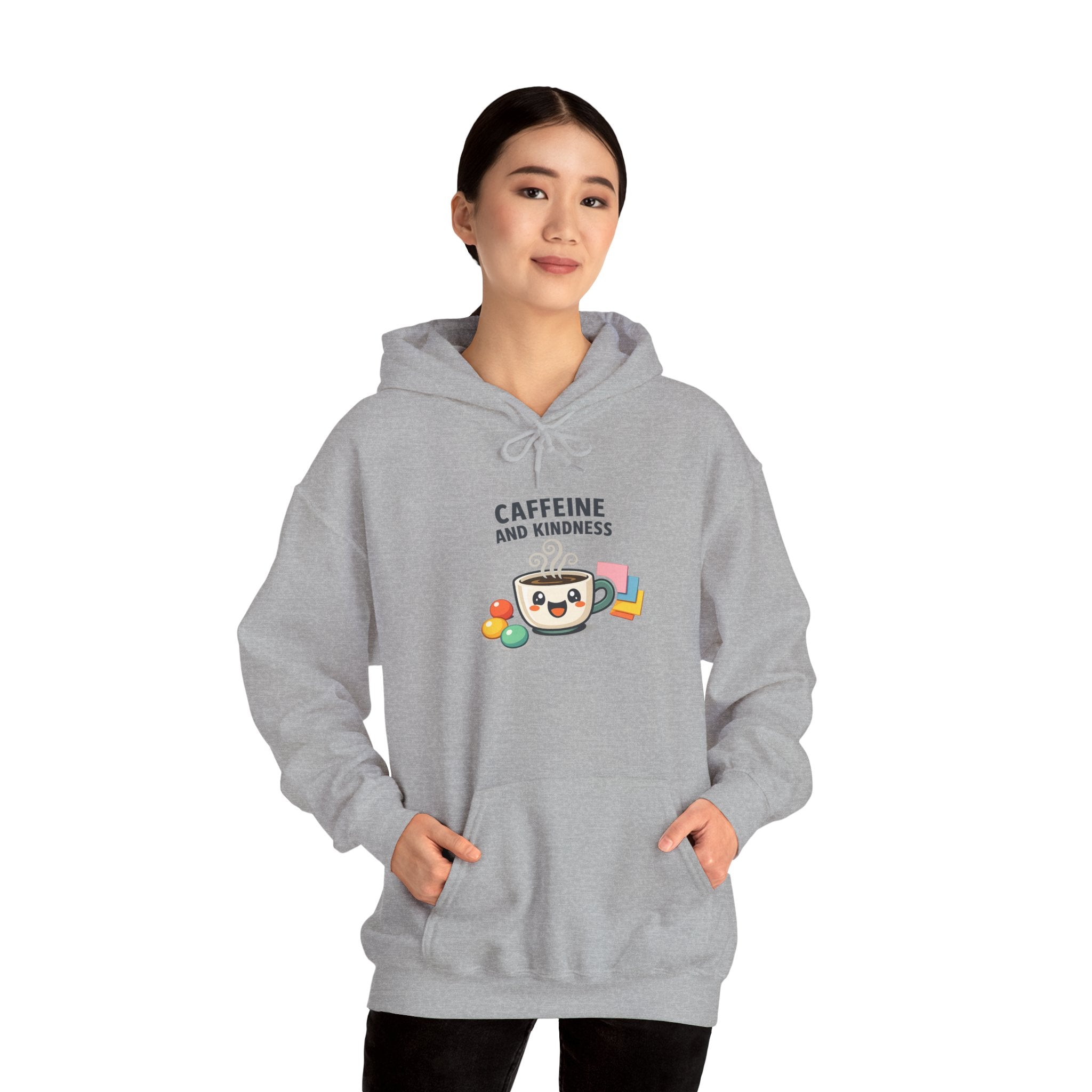 Caffeine and Kindness Hoodie - Cozy Coffee-Themed Sweatshirt
