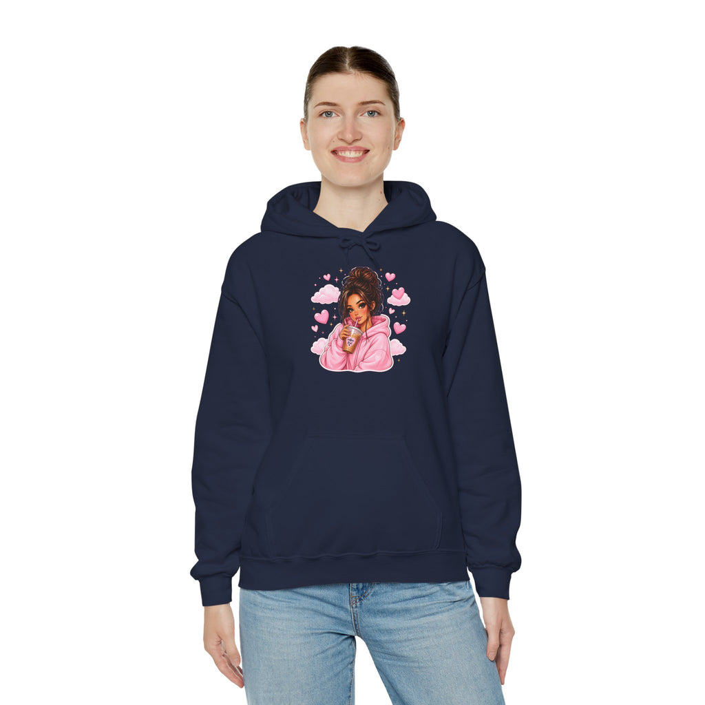 Cute Pink Heart Girl Hoodie — Cozy Graphic Sweatshirt