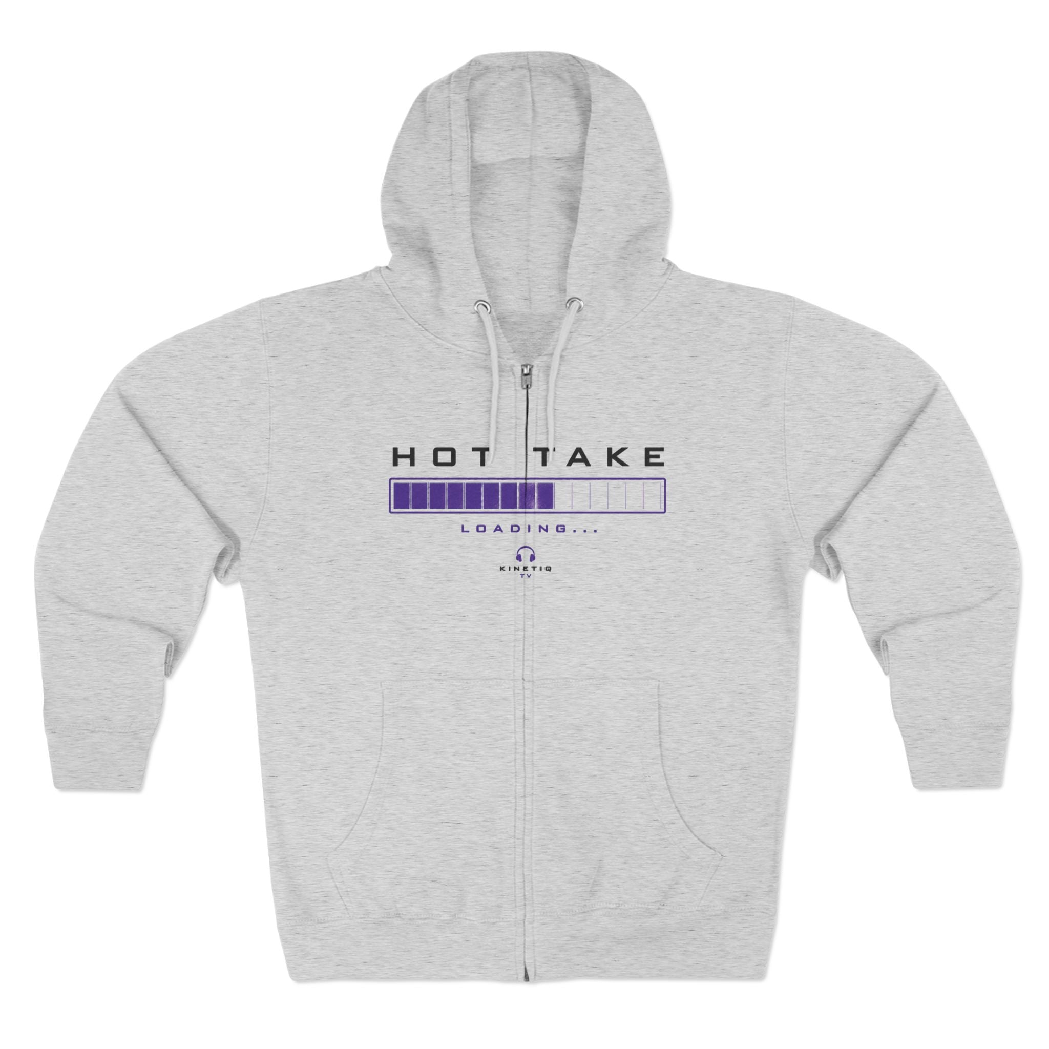 Hot Take Loading Zip Hoodie — "HOT TAKE" Retro Progress Bar Zip Hoodie