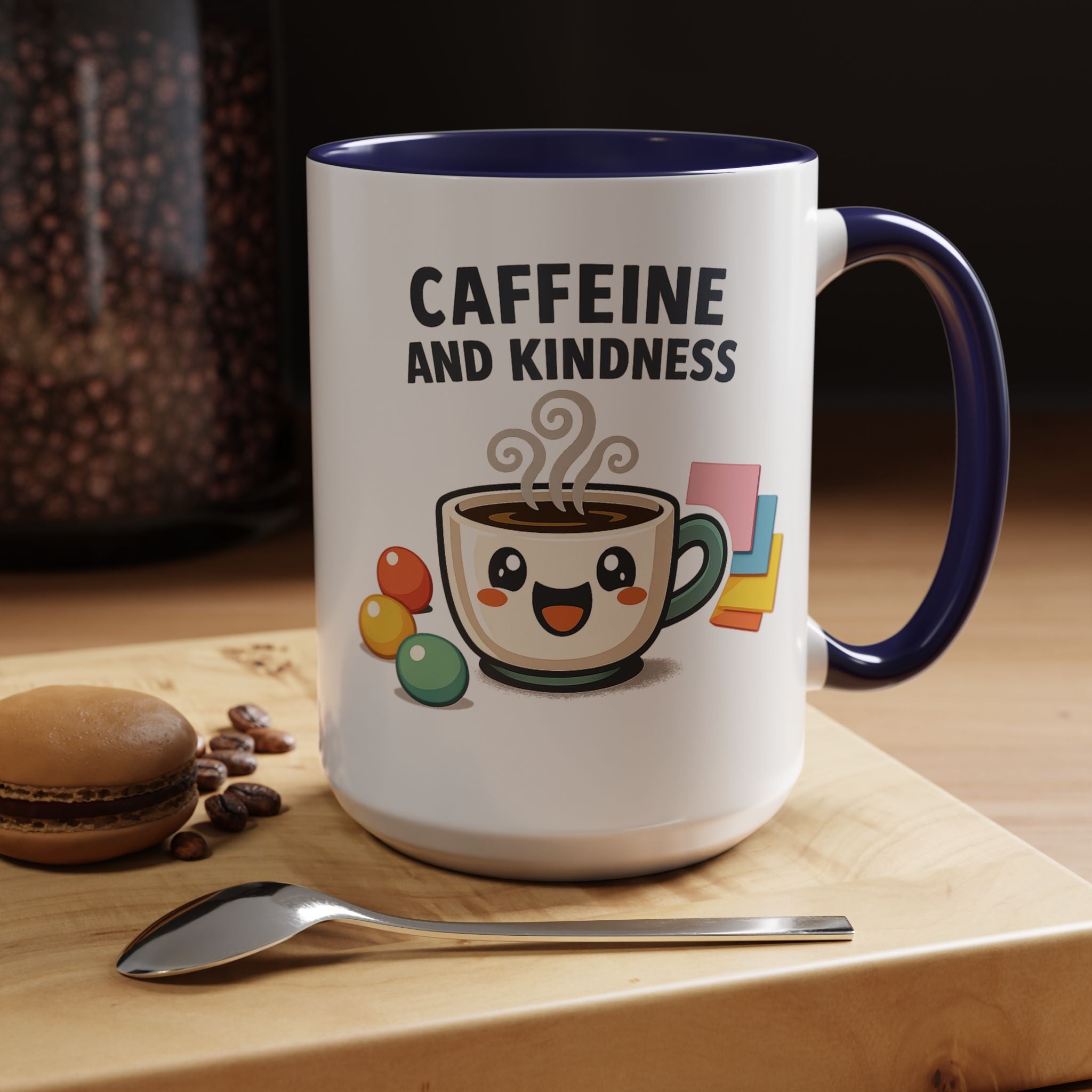 Caffeine and Kindness Coffee Mug – Ceramic Accent Mug (11oz / 15oz)
